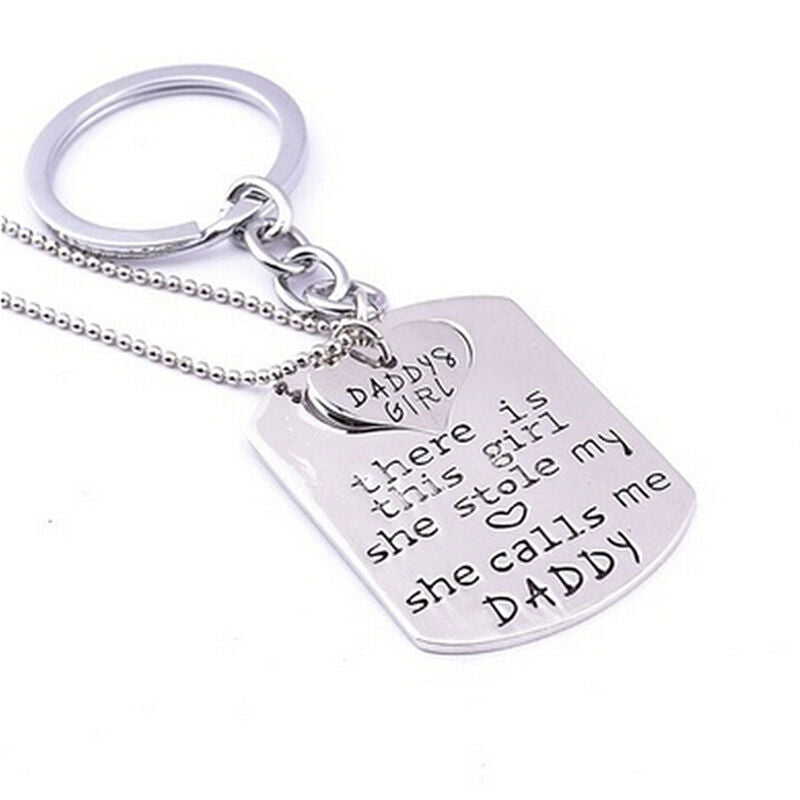 Letter Heart Keychain Necklace Pendant Daddy Daughter Father Girls Jewelr.l8