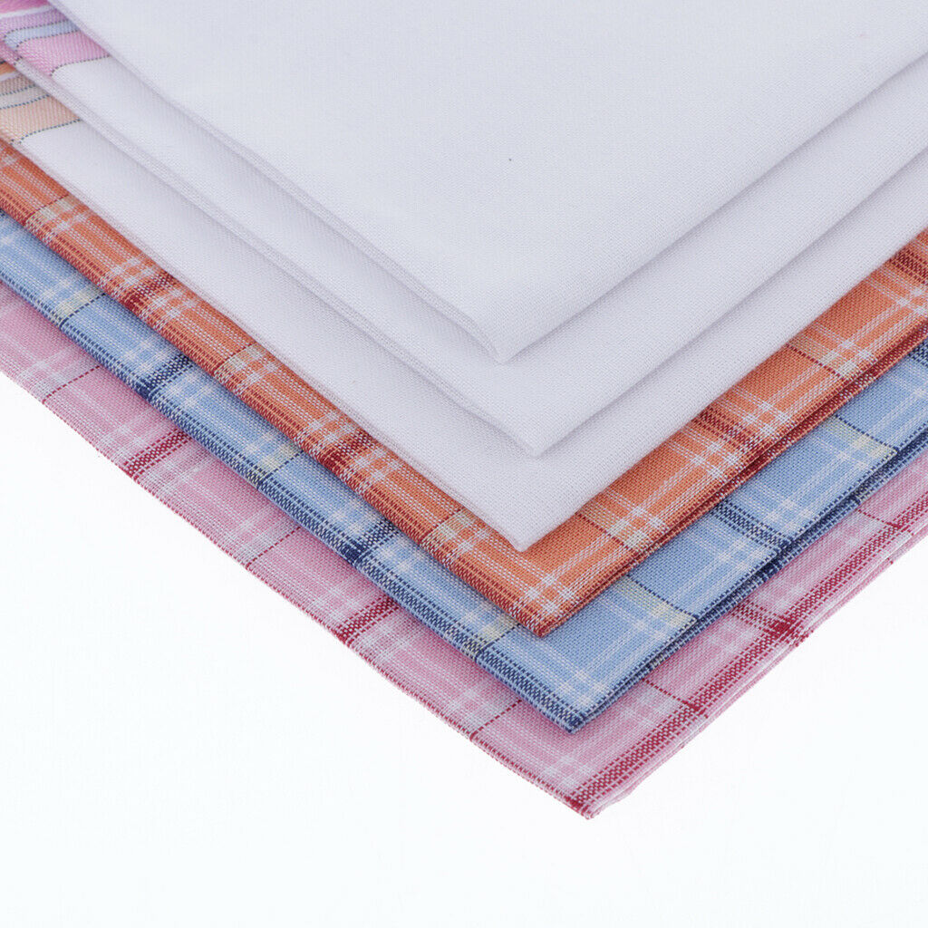 6pc Unisex Cotton Handkerchiefs Classic Plaids Pocket Hanky Washable Hankie