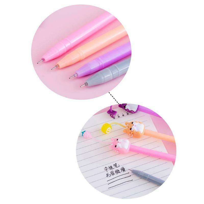 4pcs Cartoon Black Gel Ink Pen Signature Pen Sets for Students Scrapbook Lovers