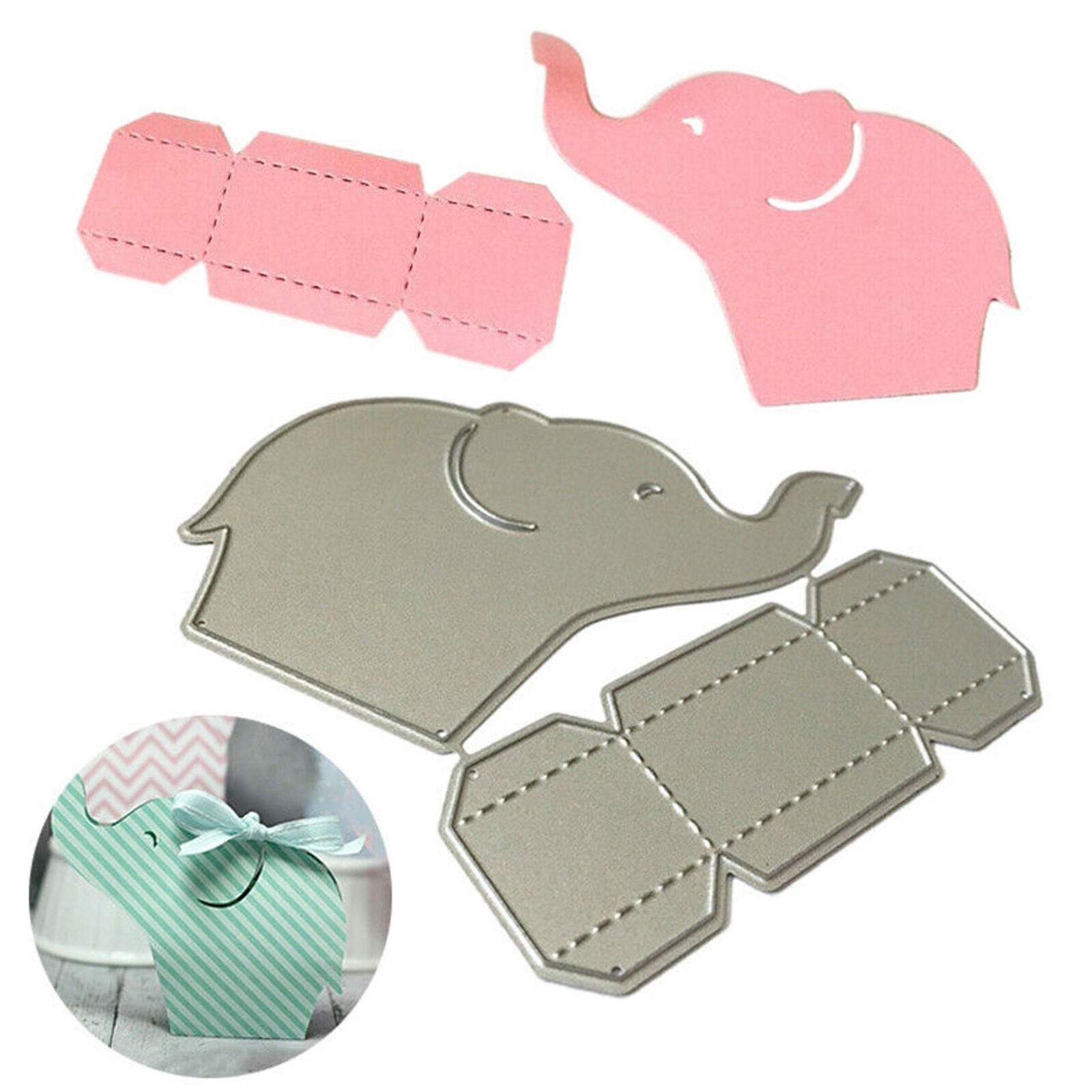 Punching Template Elephant Box for The Big Shot Elephant Greeting Card