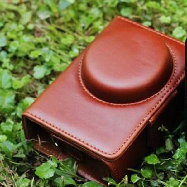 Brown PU Leather Bag Case w/ Strap for Canon S90 S95 SX120 SX150 SX200 SX210
