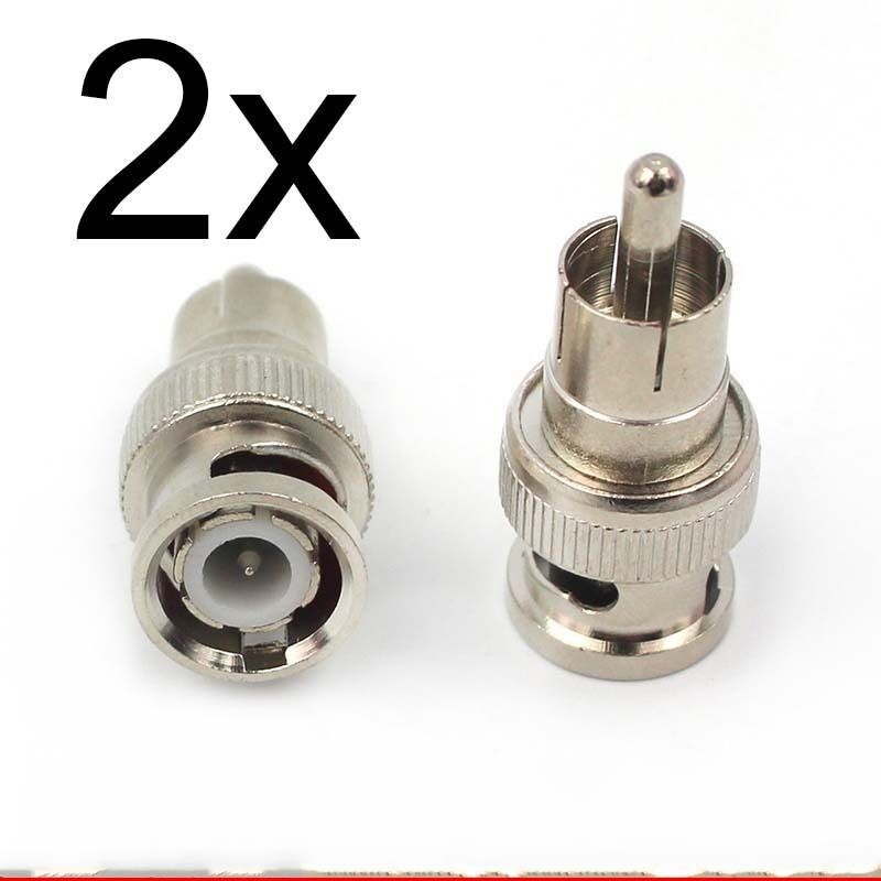2x RCA Male AV to BNC Male For CCTV VCR Camera Monitor Cable Connector Adapter