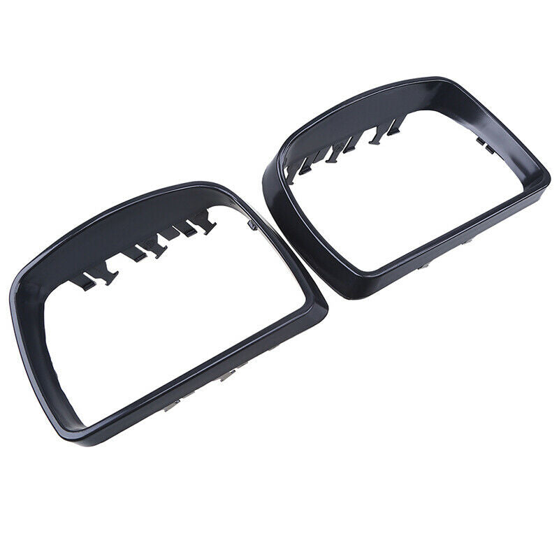 Pair Matte Black Rear View Mirror Cover Cap +Frame For BMW X5 E53 3.0d/3.0i/4.4i