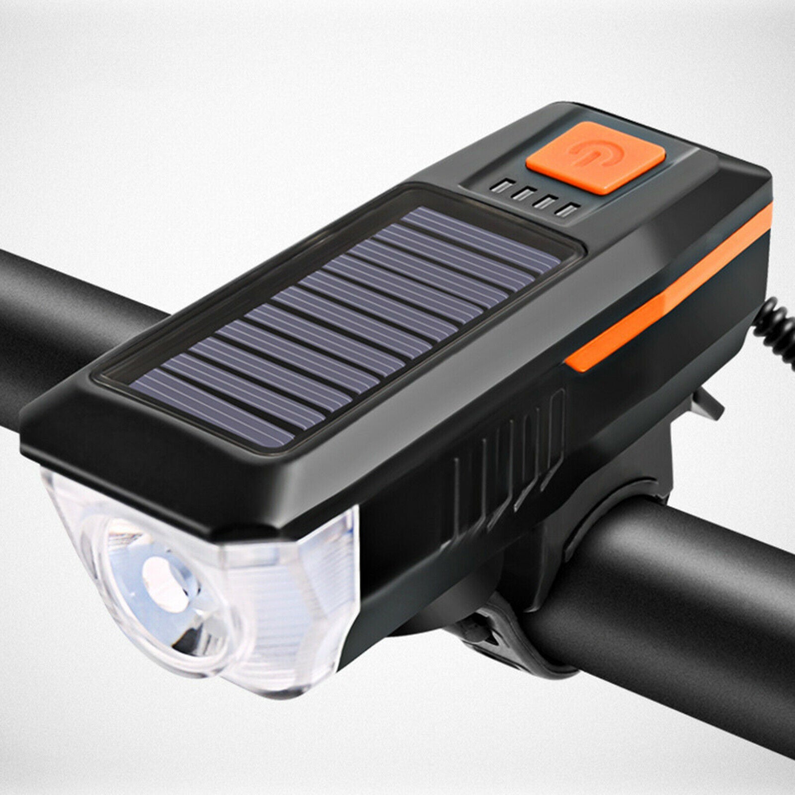 2x Bicycle Solar Power/USB Head Light Rear Lamp Road Safety Night Cycling