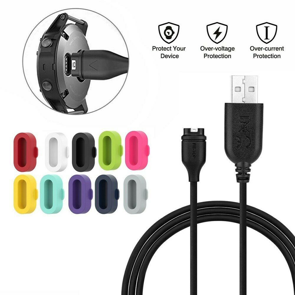 Charging Cable + Anti-dust Cap Fit Garmin Fenix 5 5S Vivoactive 3 Vivosport CA