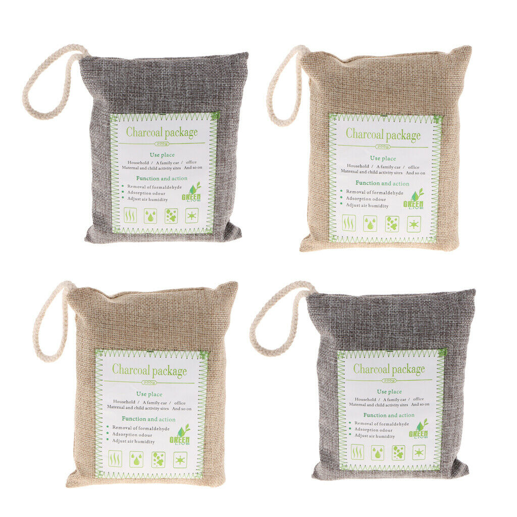 4 pack Bamboo Charcoal Natural Air Purifying Freshener Bag Odor Eliminator