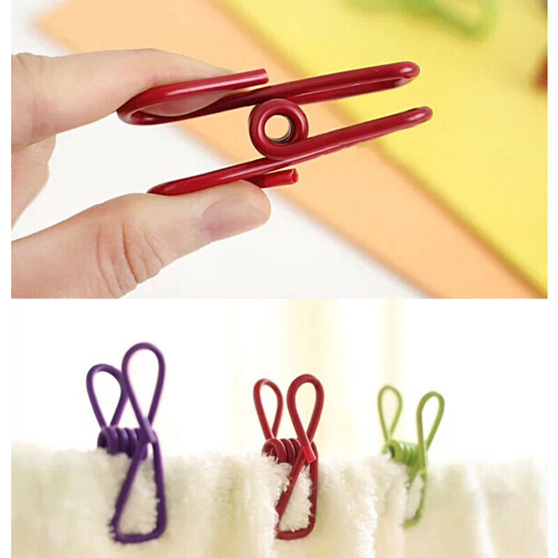 New Metal Clamp Clothes Laundry Hangers Strong Grip Washing Line Pin Pegs.l8
