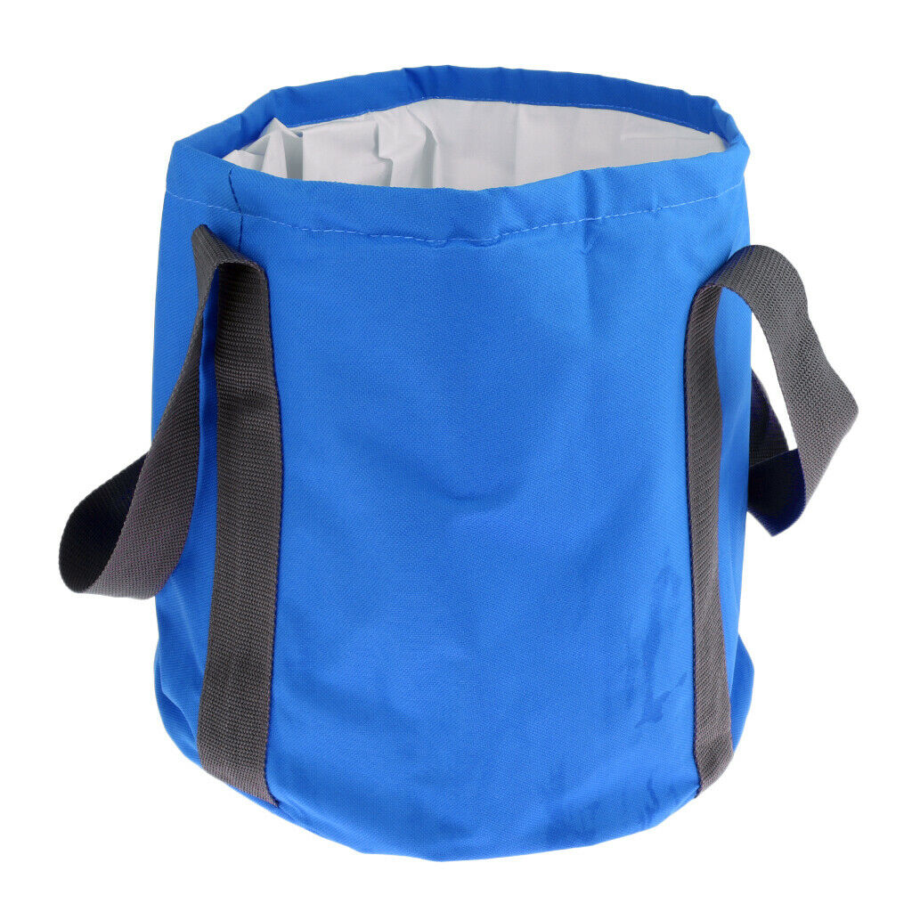 Portable Folding Washbasin Bucket Foldable Camping Water Pot Royal blue