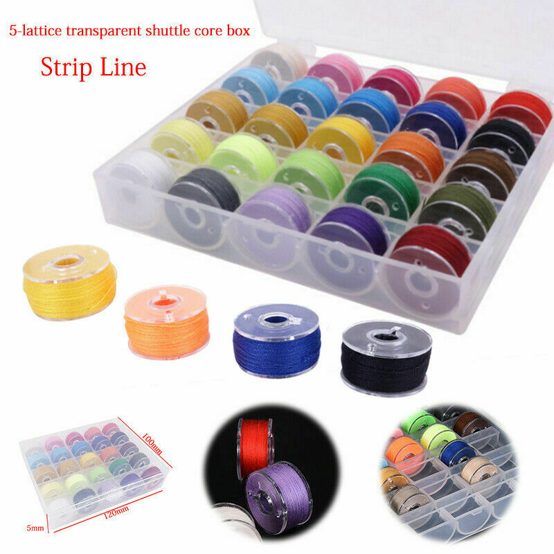 25Pcs Sewing Thread Set with Plastic Bobbins Sewing Machine Spools Case US !!