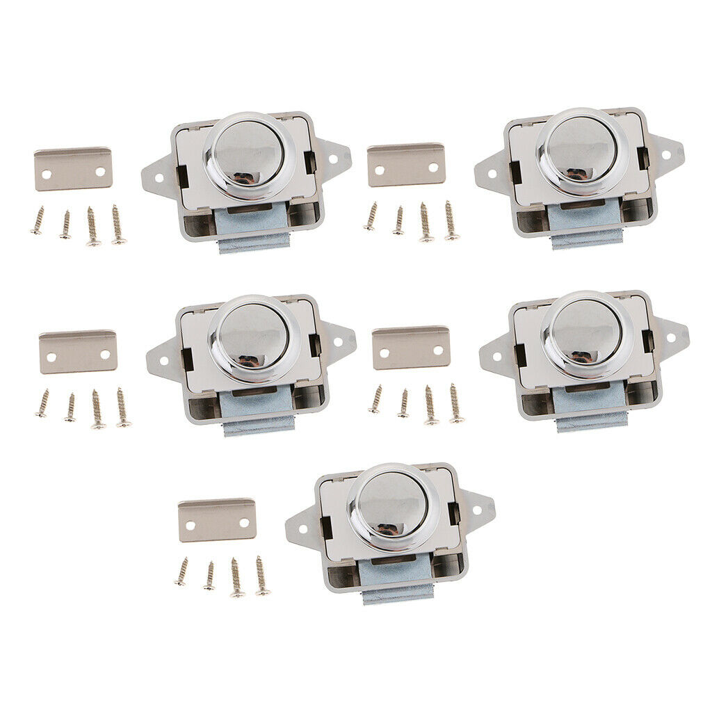5 Pieces Push Button Drawer Catch Lock Latch for Motorhome Boat Cabinet Door