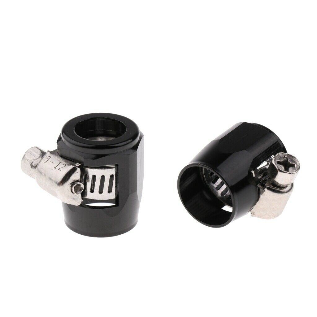 2X AN6 Car Fuel Oil Water Hose Pipe End Finisher Clamp Clip Aluminium Black