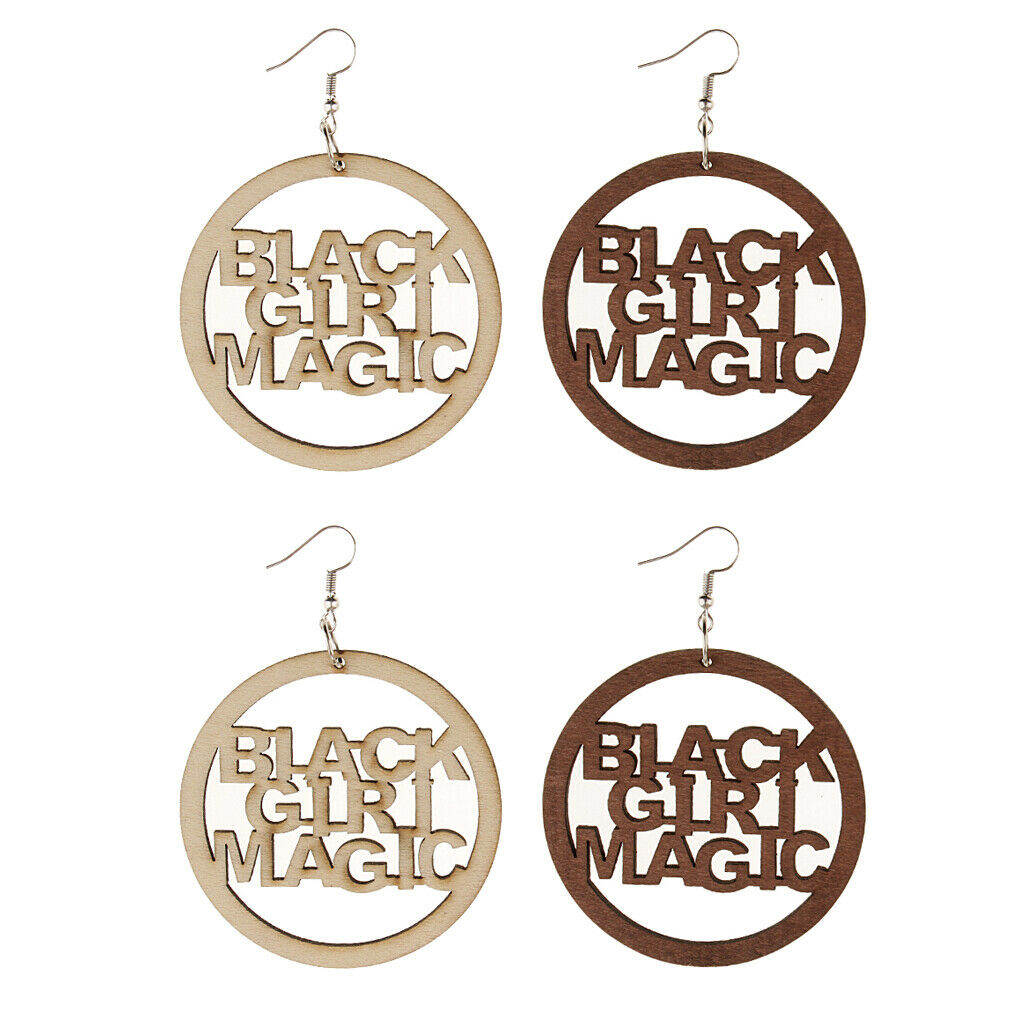 2 Pairs Wood Girls Drop Dangle Earrings