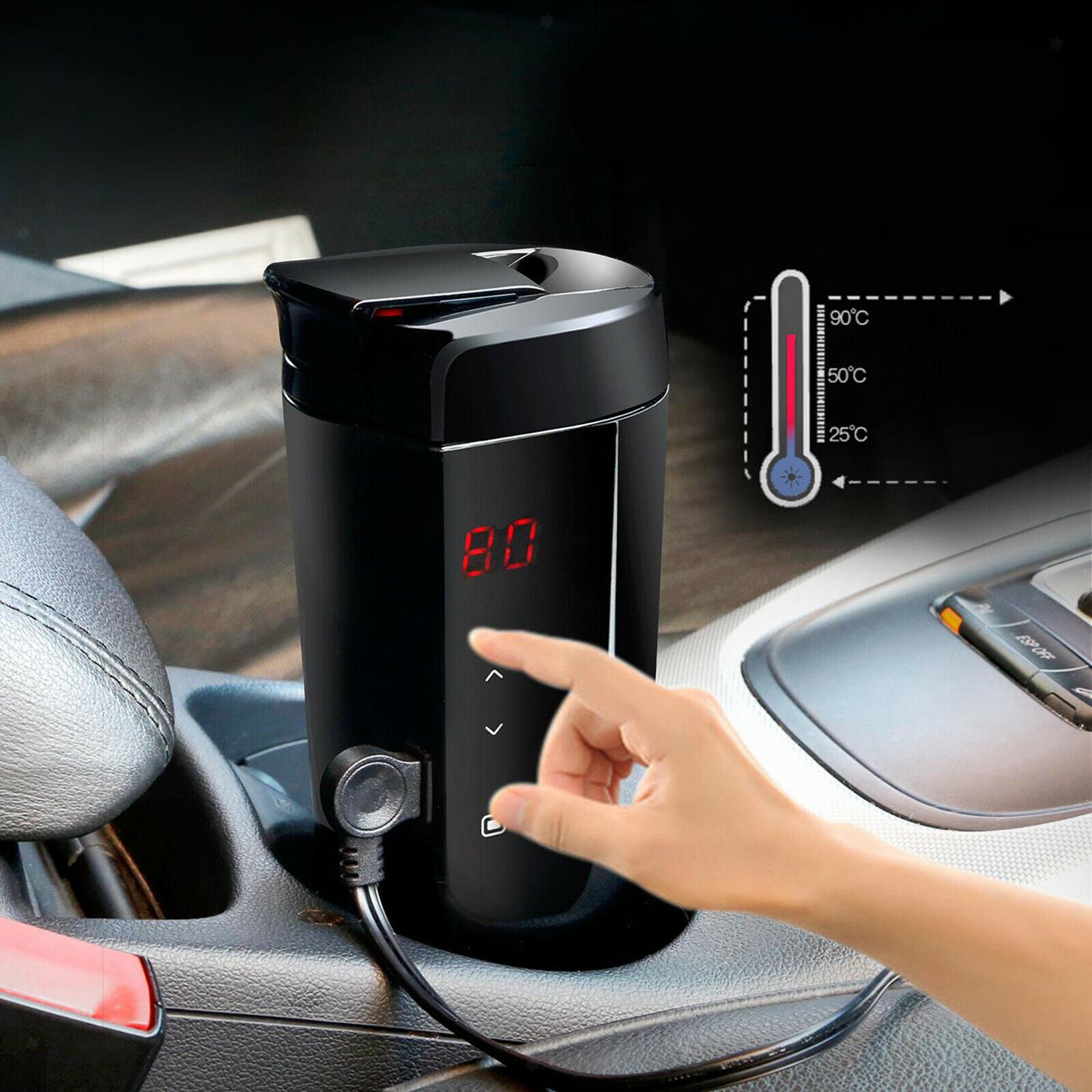 Car Travel Heating Mug Intelligent Coffee Cup Kettle Tumbler Stainless Steel