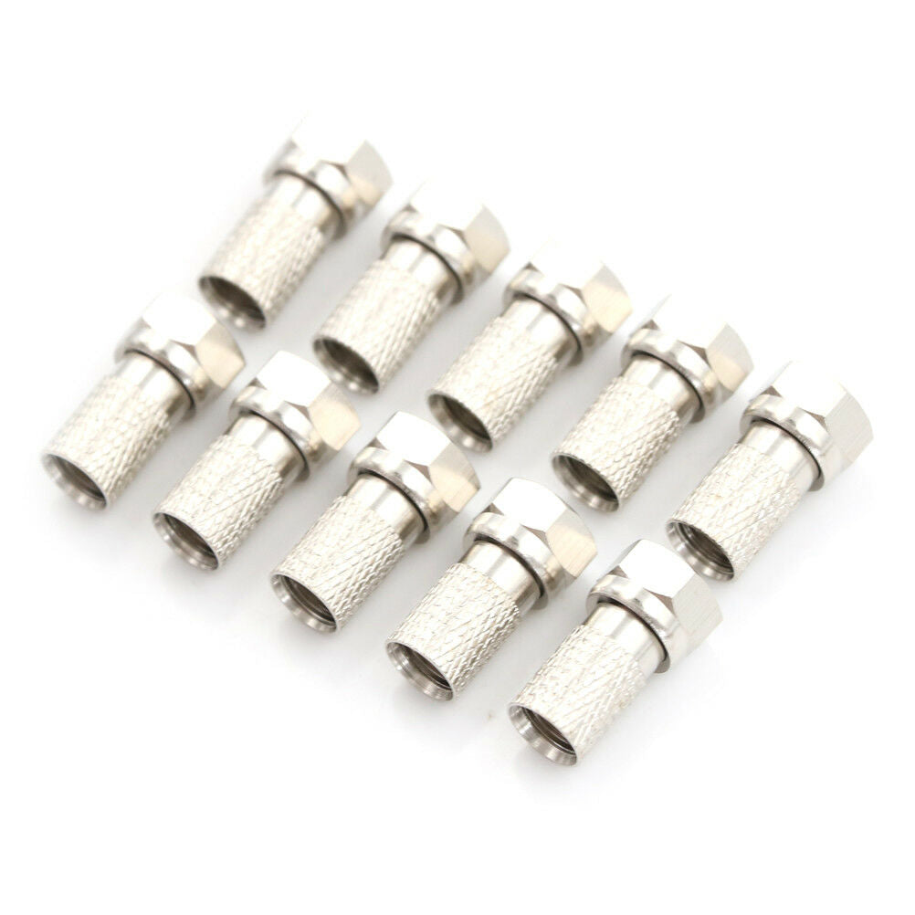 10X RG6 F Plug Connector Satellite Virgin SKY TV Screw Twist Coax Cable Ae.l8