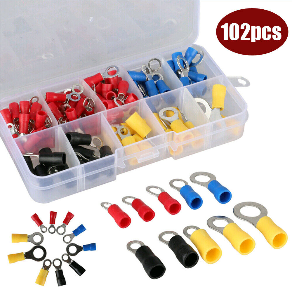 102PCS Insulated Electrical Wires Splice Terminal Spade/Crimp/Ring Connector Kit