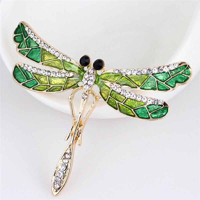 Enamel Dragonfly Brooch Crystal Collar Bridal Brooch Pin Women Jewelry GiftN Qx