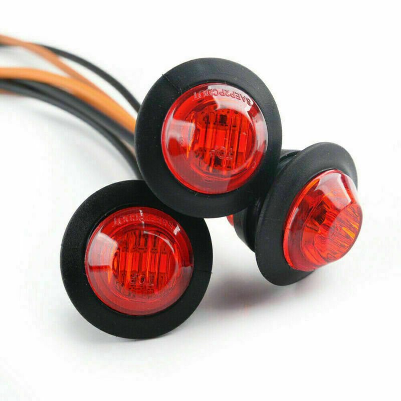 50PC Mini 3/4" Round LED Side Marker Bullet Light For Truck Trailer RV Red 12V