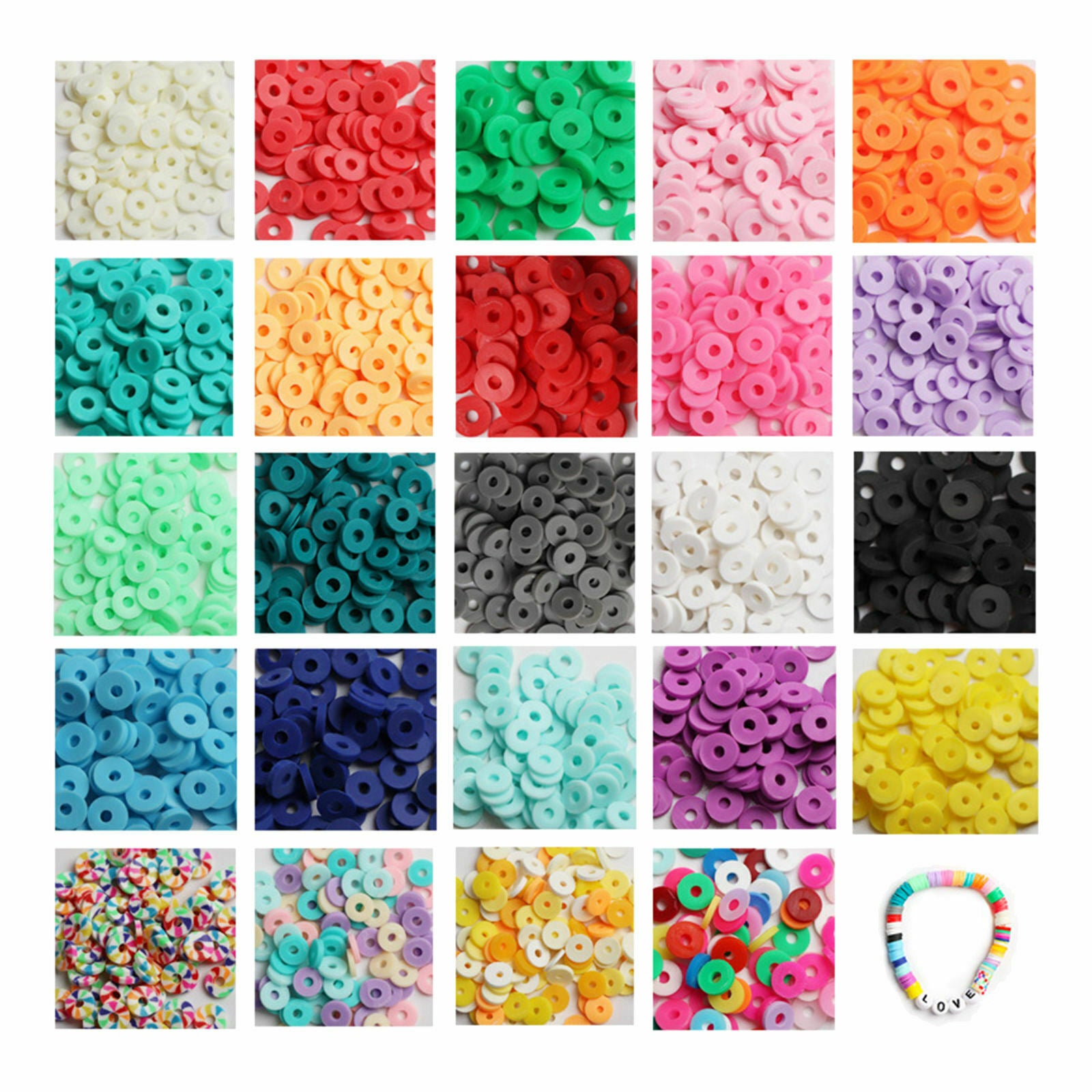 Polymer Clay Spacer Beads 6mm Letter Circle Beading Jewelry Making for Rings