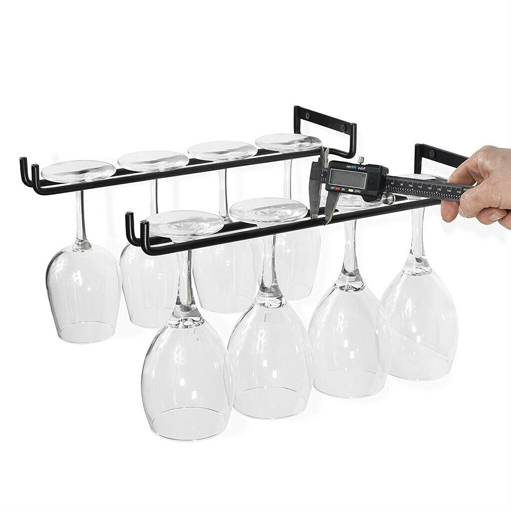 Bar Under Cabinet Wine Glass Rack Cup Holder Stemware Hanger Shelf Kitchen