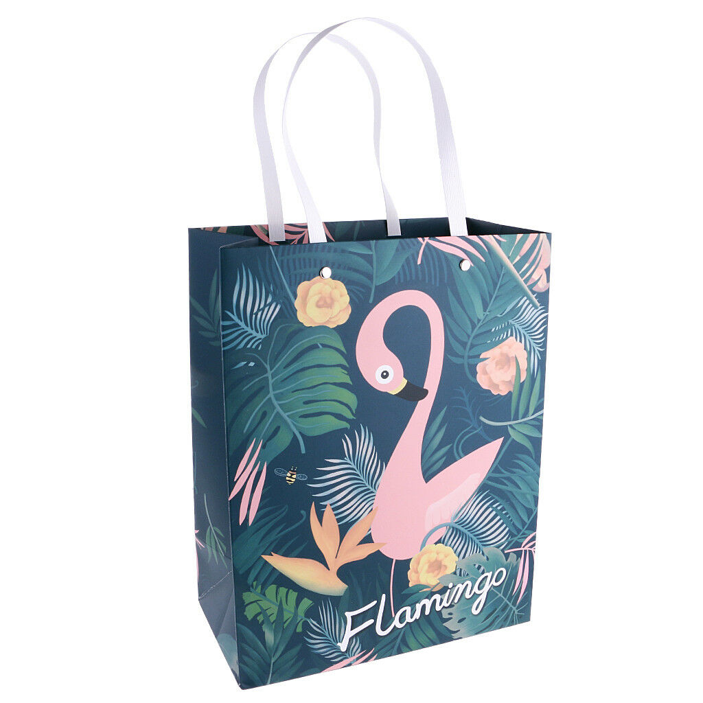 6x Flamingo Paper Loot Bags Favour Wedding XmasParty Gift Bags 13x9x14cm