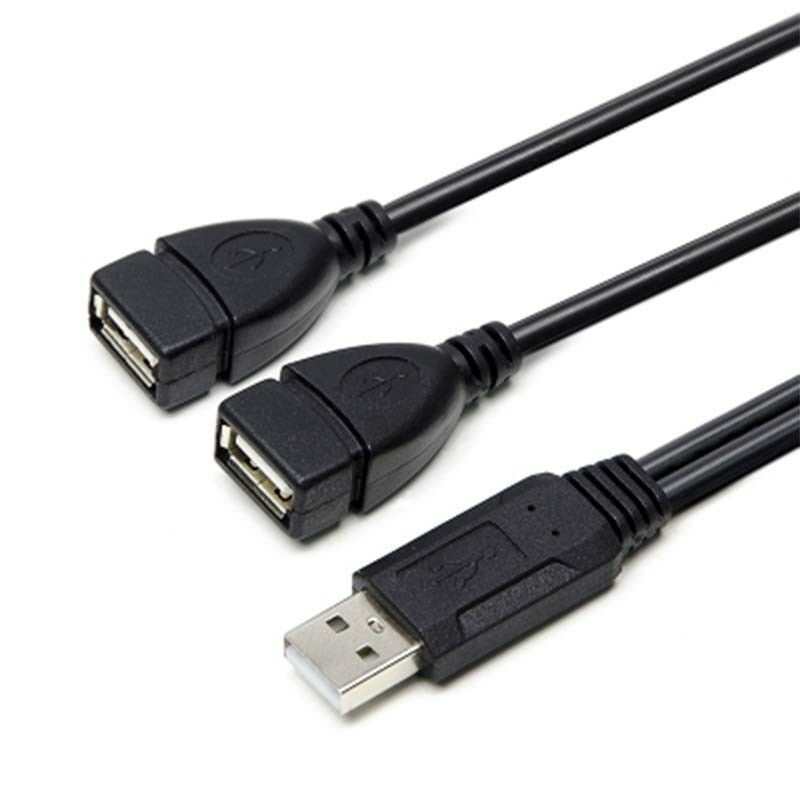 Double USB Extension A-Male To 2 A-Female Y Cable Cord Power Adapter Splitter
