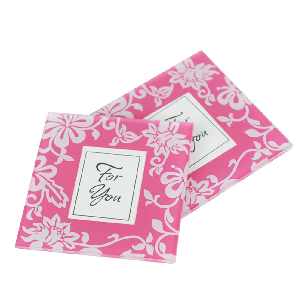 2pcs Pink Flourish Glass Photo Coaster Set Graduation Season Wedding Gift