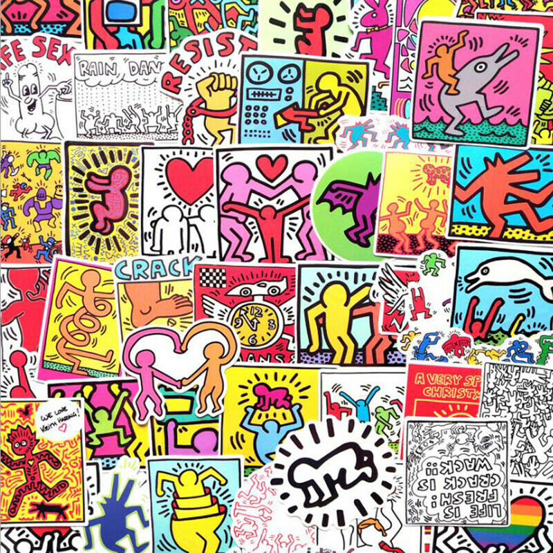 50Pcs Keith Haring Stickers Waterproof Laptop Skateboard Luggage Guitar Stic GR