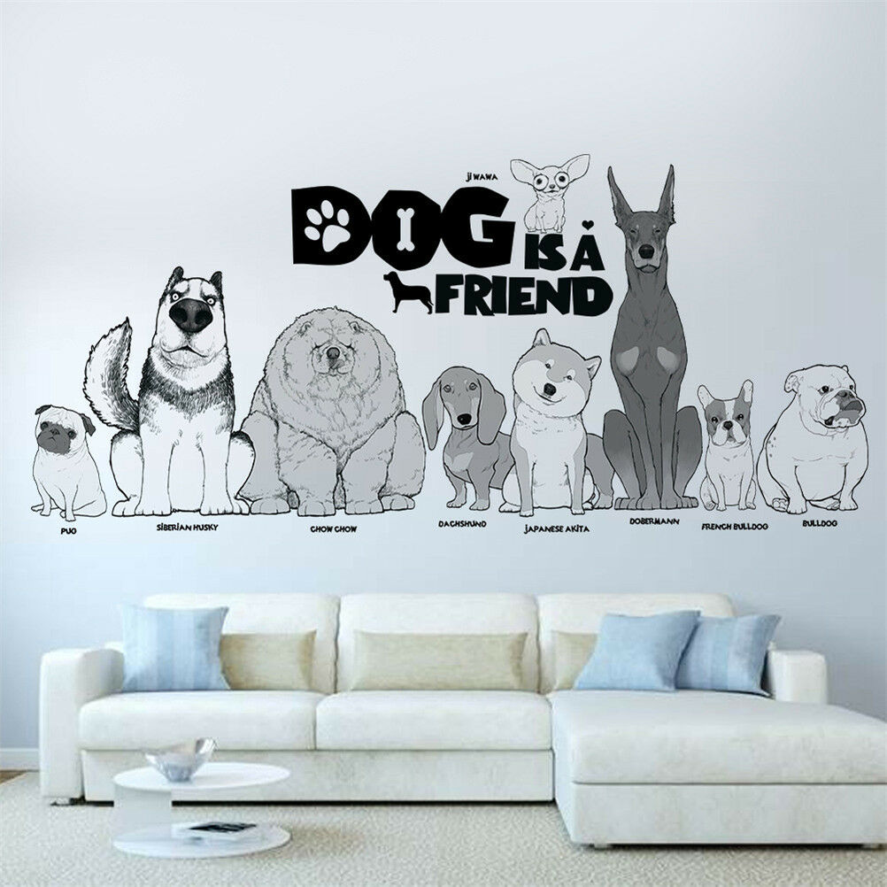 Dog is a friend wall stickers home decor animal wall decals diy mural art.l8