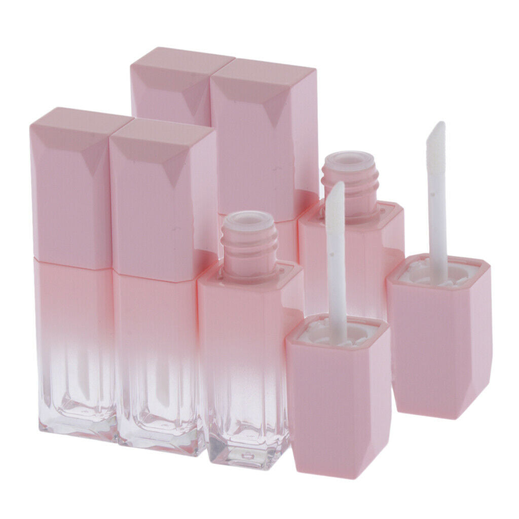 Lots 6 Square Lip Gloss Tubes Vials Makeup Cosmetic Lip Tint Bottles Pink