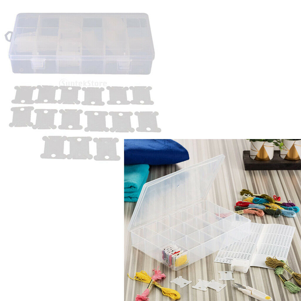 Plastic Embroidery Floss Organizer Box and 120 Pieces Winding Floss Bobbins