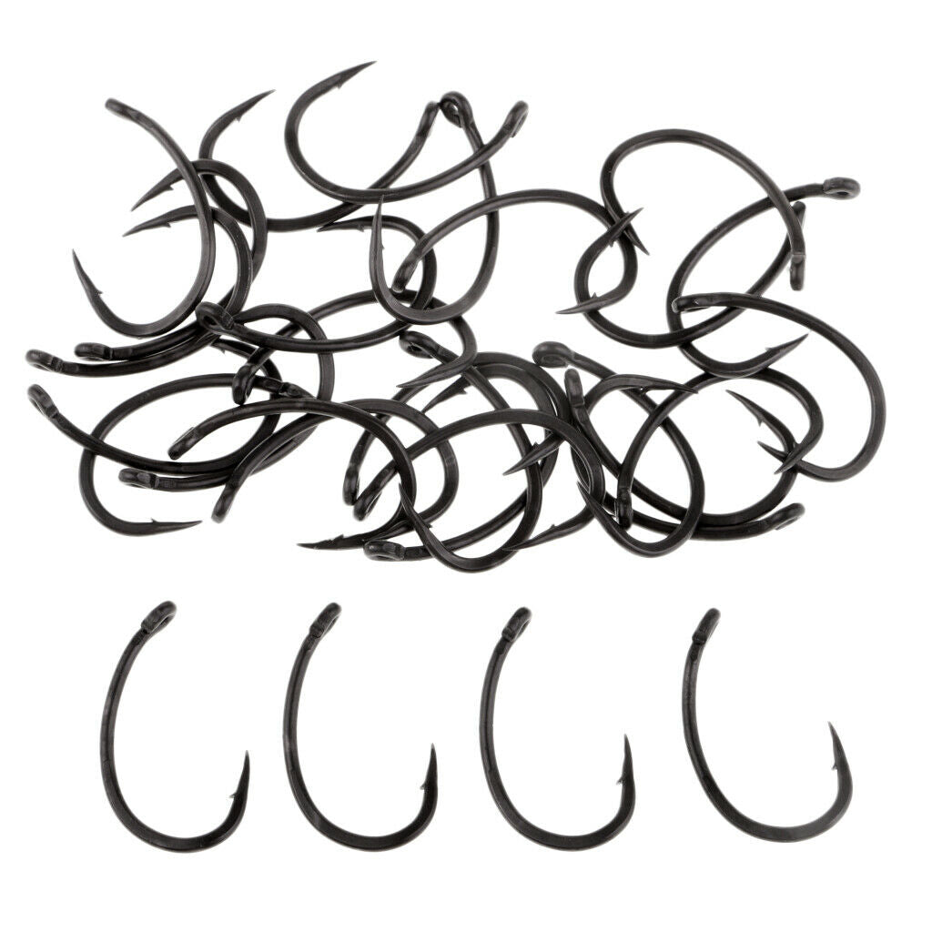 30Pcs High Carbon Steel Fishing Hooks Barbed Hooks Circle Hook  16.5x10mm