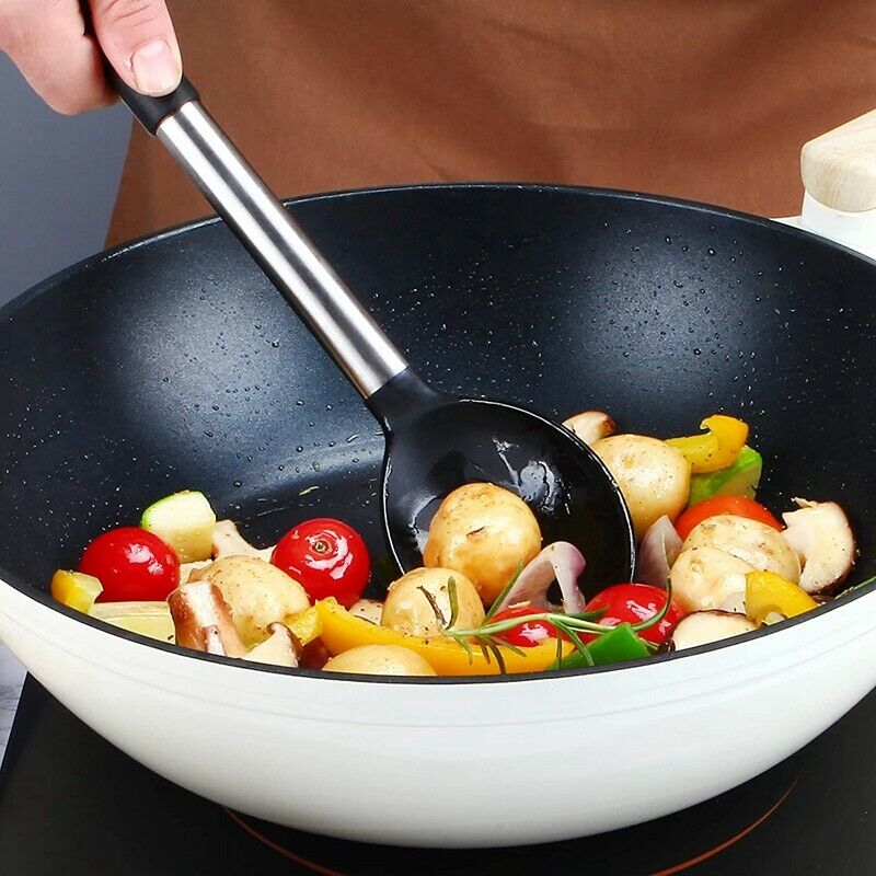 Pack of 2 Large Silicone Cooking Spoon,Non Stick Solid Basting Spoon,Heat-ReK6L3