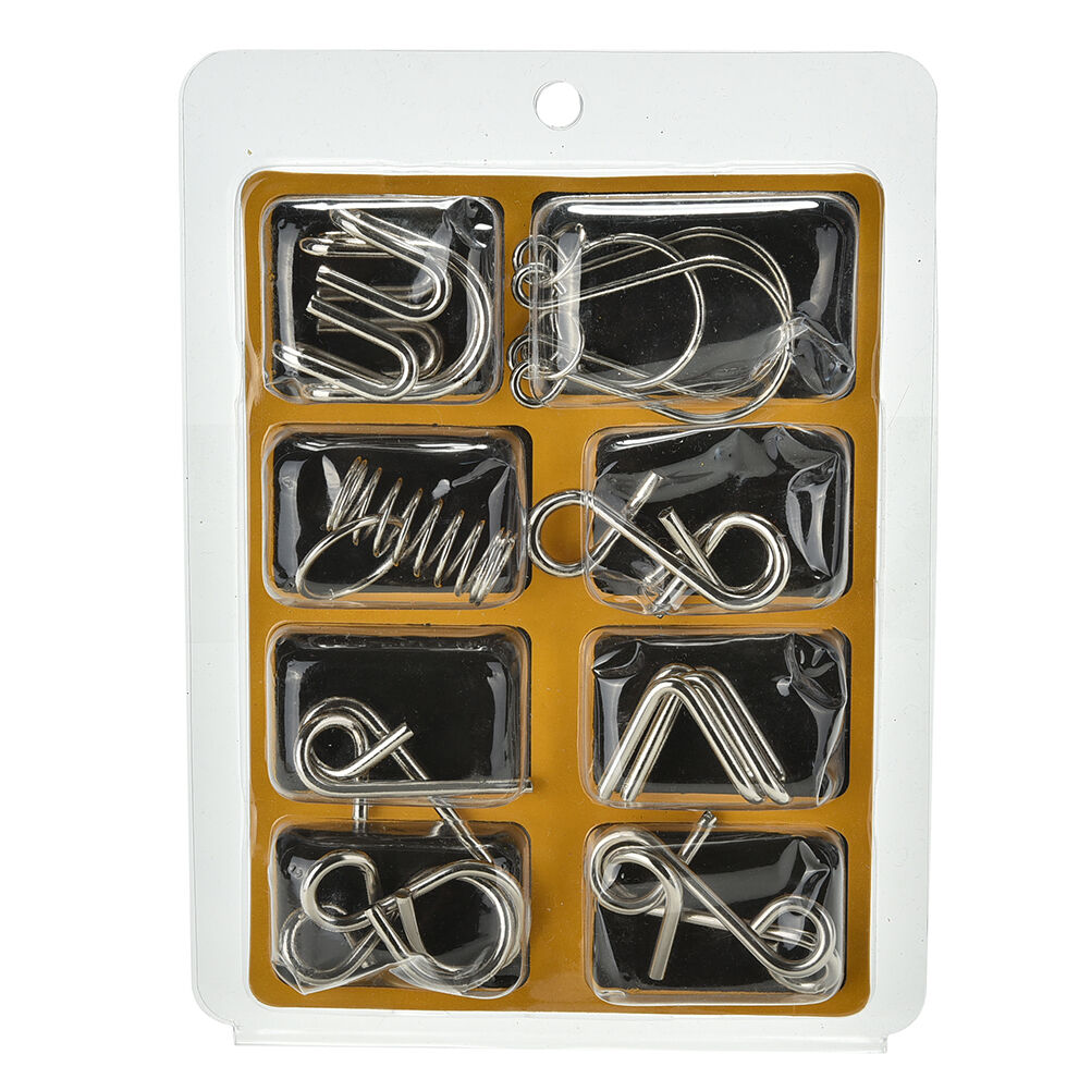 8 Pcs Metal Crafts Chinese Ring Puzzle IQ Brain Teaser Kid Educational ToN* WF