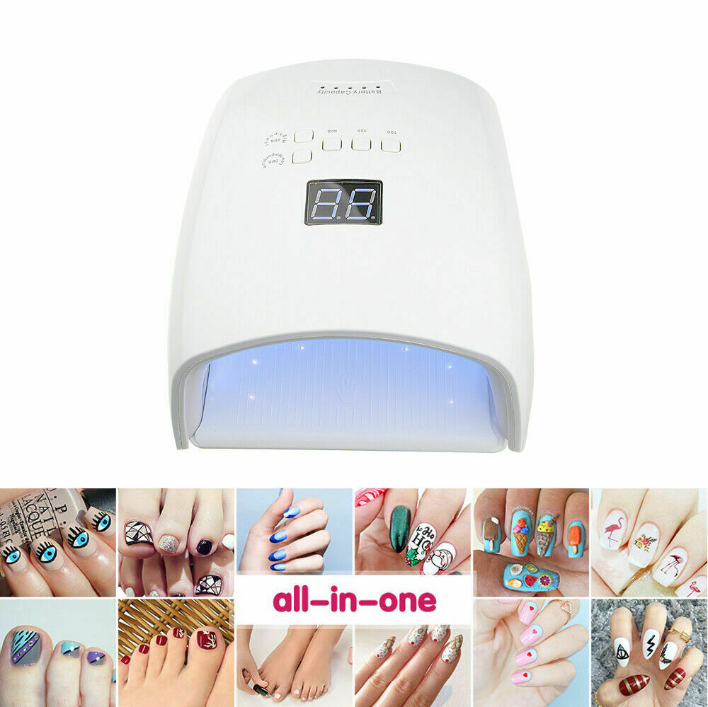 US 48W Cordless Wireless Rechargeable LED/UV Nail Lamp Gel Polish Light Dryer