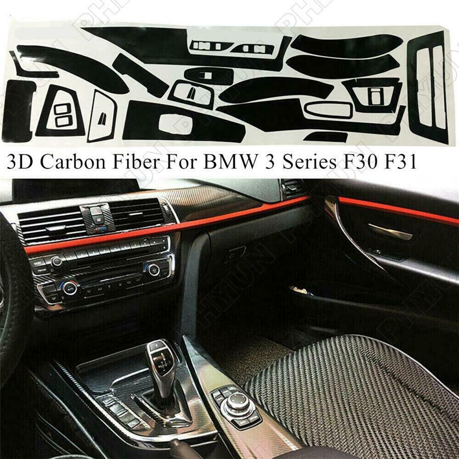 For BMW 3 Series F30 F31 Interior DIY Trim Stickers Matte Carbon Fiber Style
