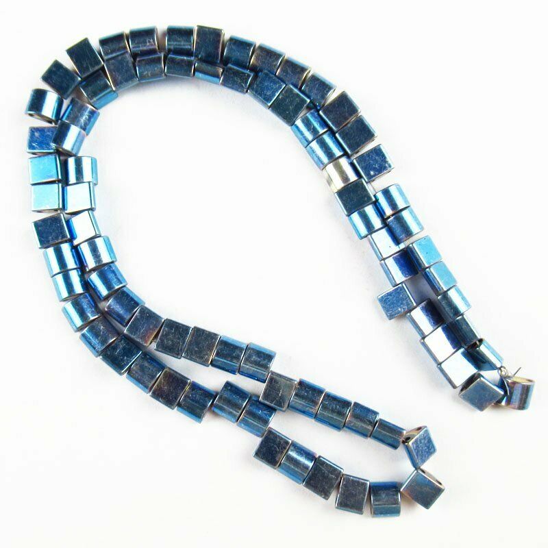 6x5x3mm Blue Hematite Half Ellipse Pendant Loose Bead 15.5 inch 24g A-426TS