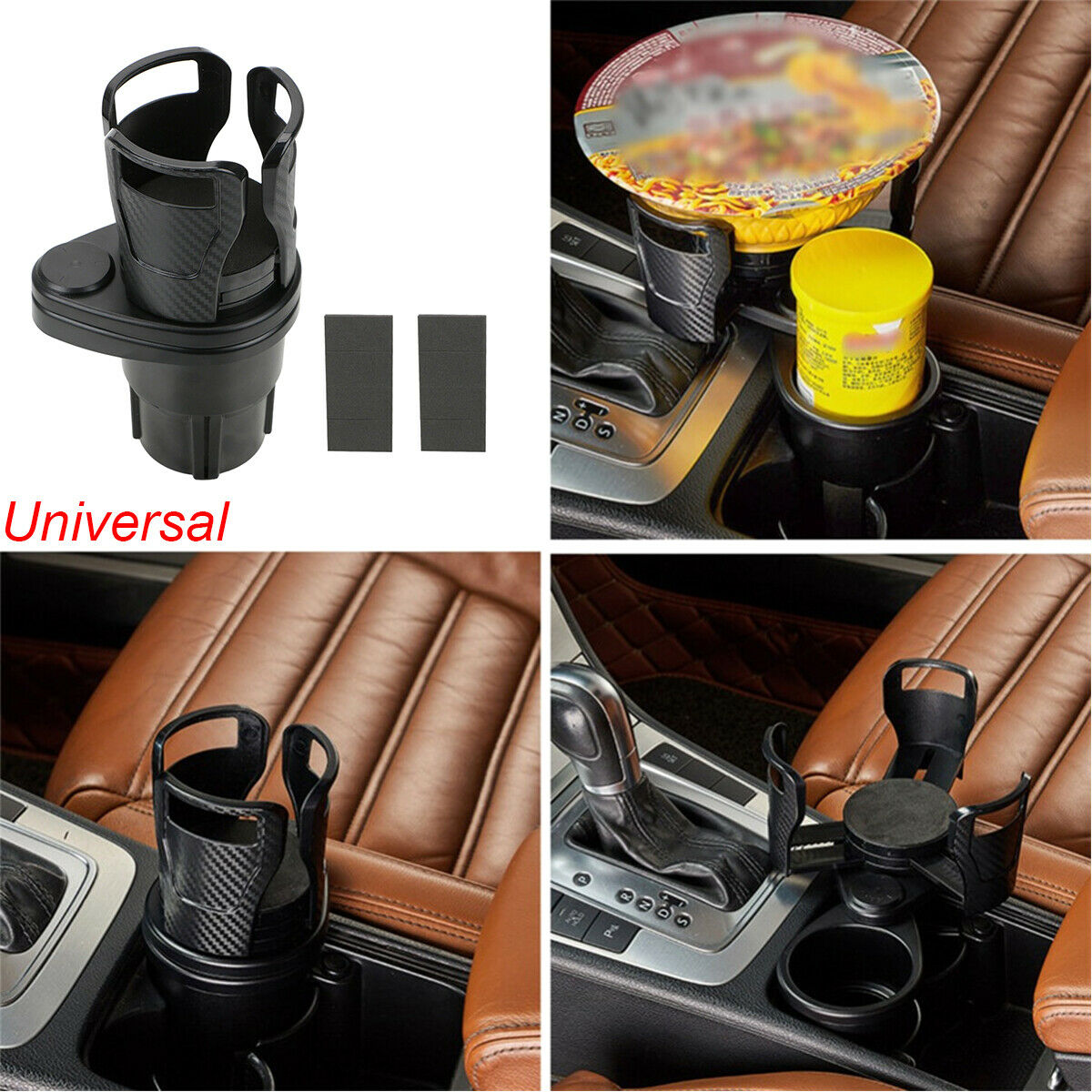 1PC Adjustable 2-in-1 Multifunctional Carbon Fiber Exterior Car Seat Cup Holder