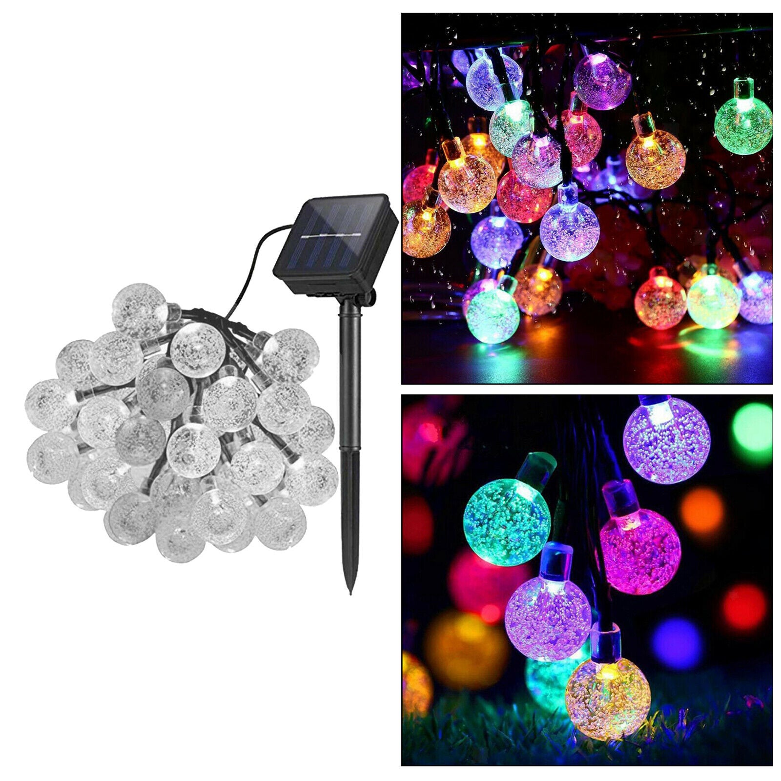 Colorful Ball Light Solar Powered Waterproof for Patio Porch Christmas Gift
