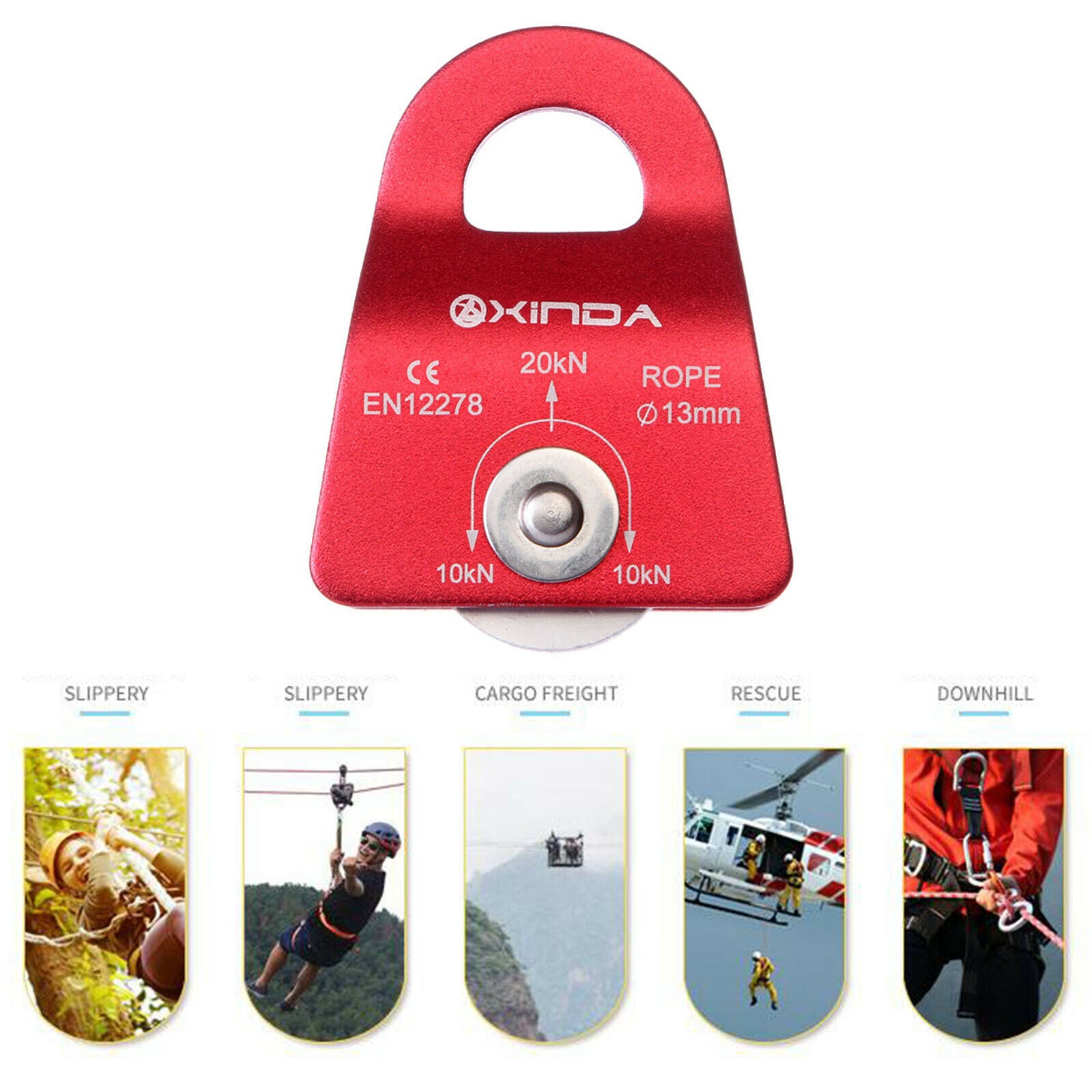 20KN 4500lbs Micro Pulley for Rock Climbing 13mm Rope Equipment Accessories