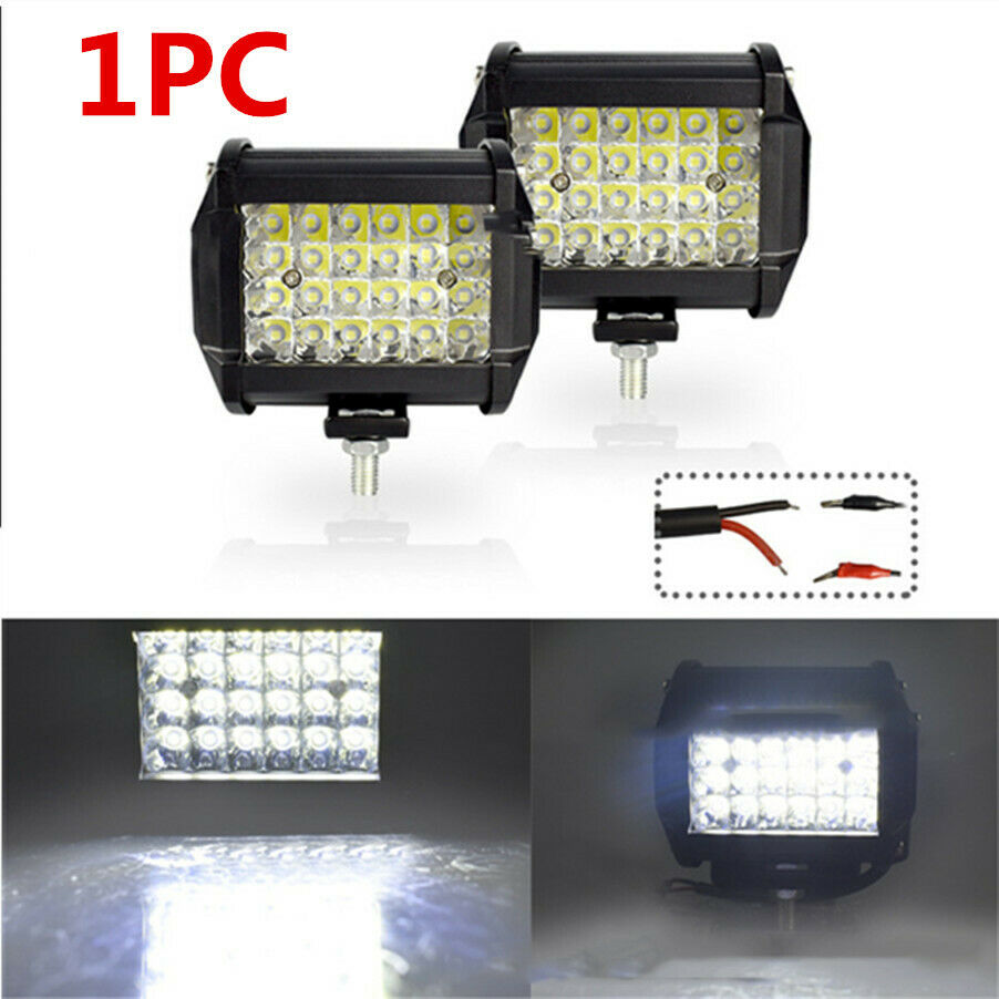 1X 4 inch Square LED Work Light Spot Flood Combo Driving Fog Amber Lamp Offroad