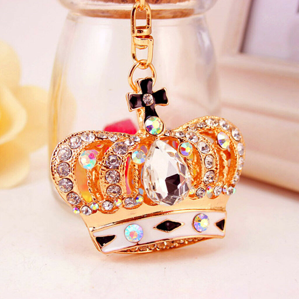 Keyring with Chain Pendant Keyring with Crystal Pendant Keyring with White