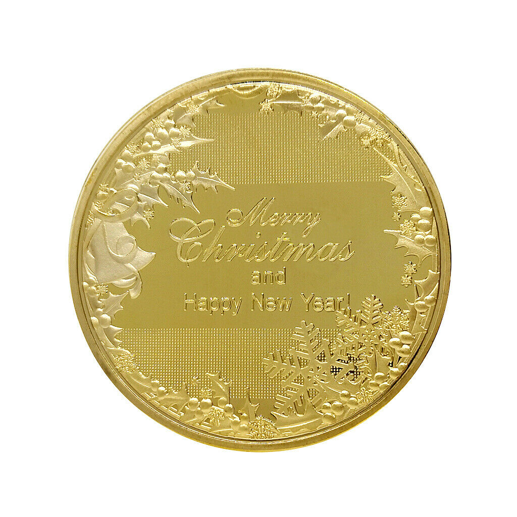 1piece Happy New Year Santa Claus Coin 40mm Collectable Badges Golden