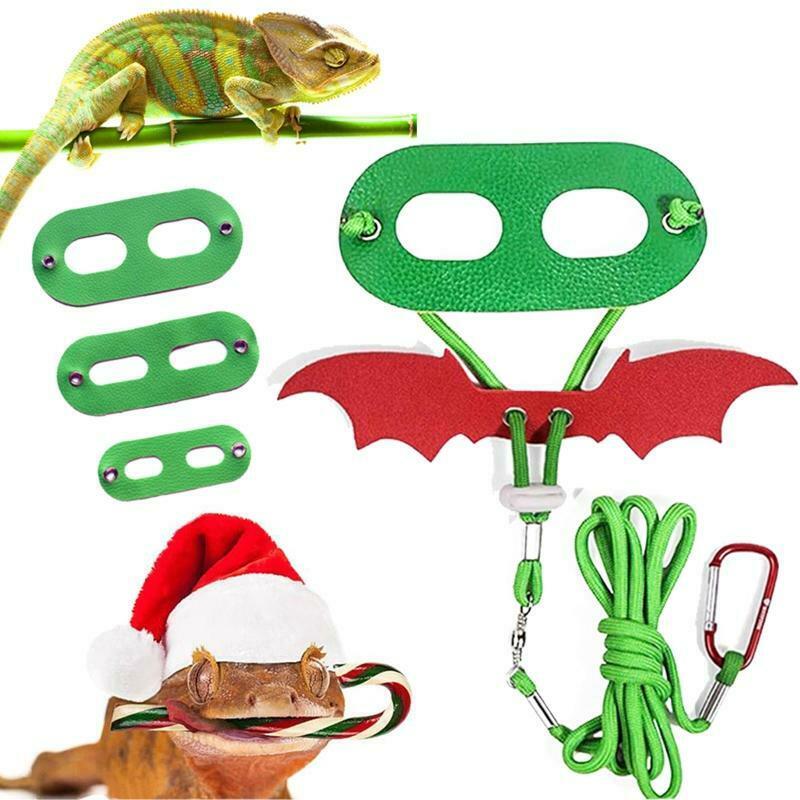 Adjustable Lizard Leash Harness Set Christmas Bearded Dragon Leather Costume