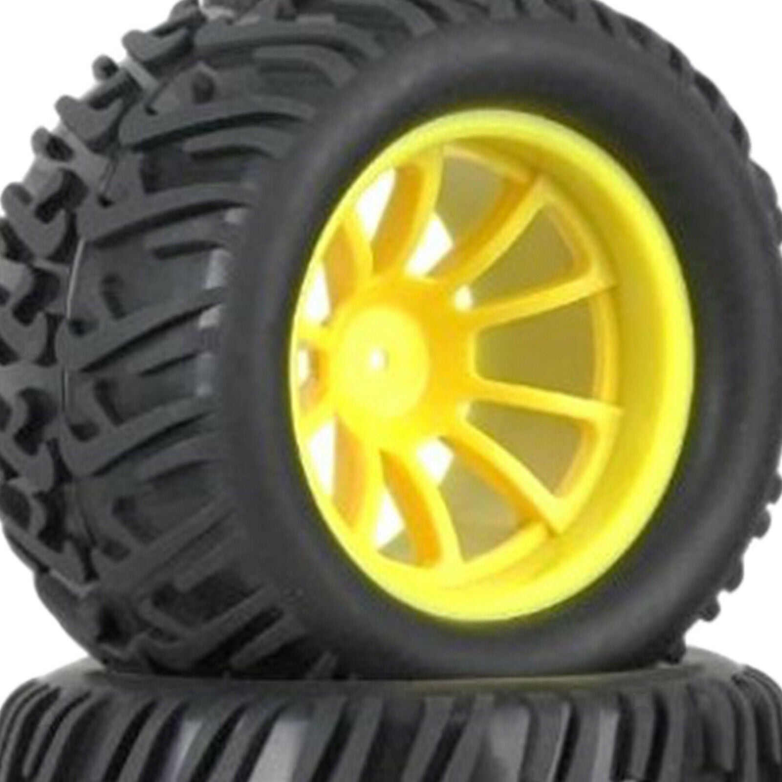 4pcs Wheel Rims & Tires with Inflator for SCX10 D90 1:10 Car Vehicles Yellow