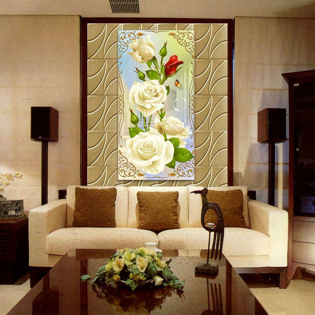 5D DIY diamond Painting Rose Flower Diamonds Wall Stickers Decor @