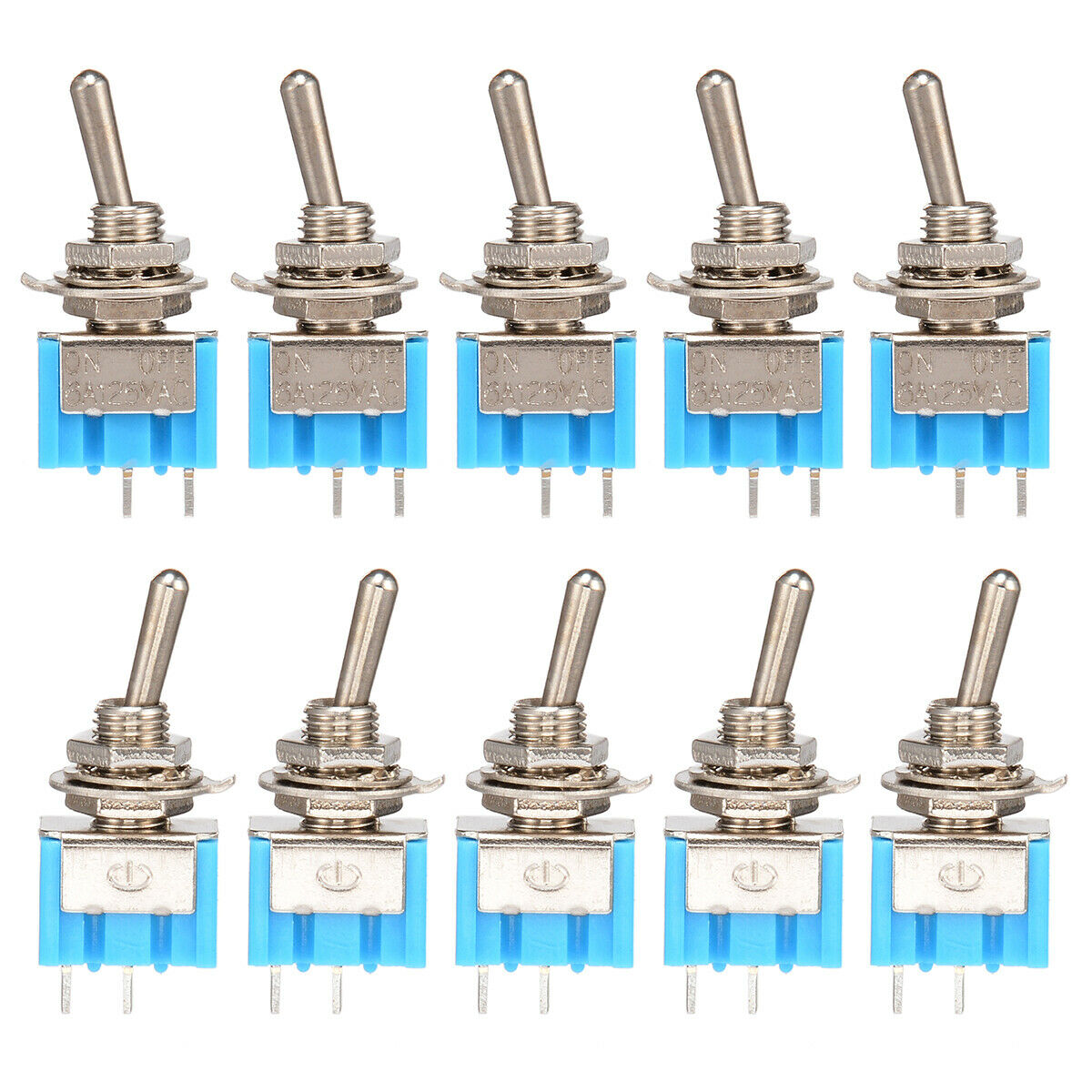 10pcs MTS-101 2 Pin SPST ON-OFF 2 Position 6A 125V AC Mini Toggle Switches Kit