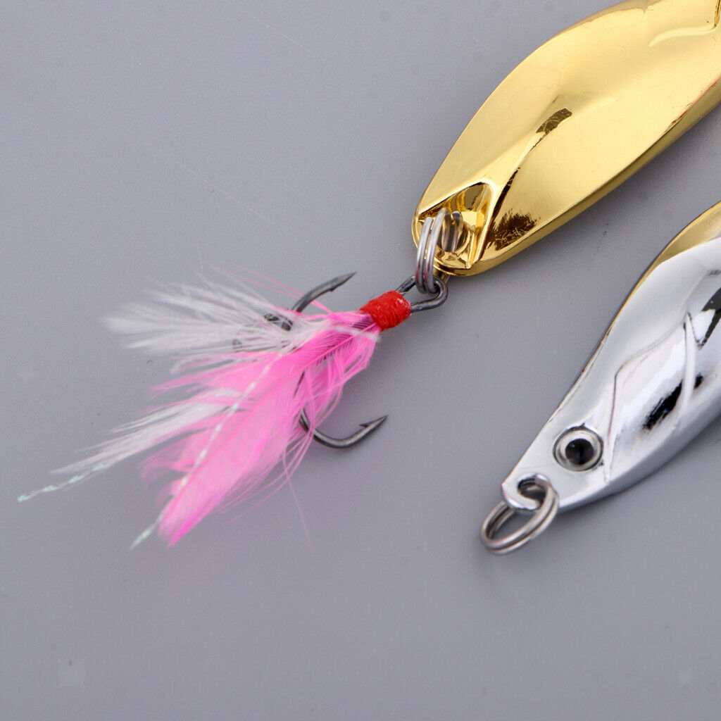 2 pcs Fishing Lure Metal Spoons Fishing Lures Hard Sequins Baits With Hooks