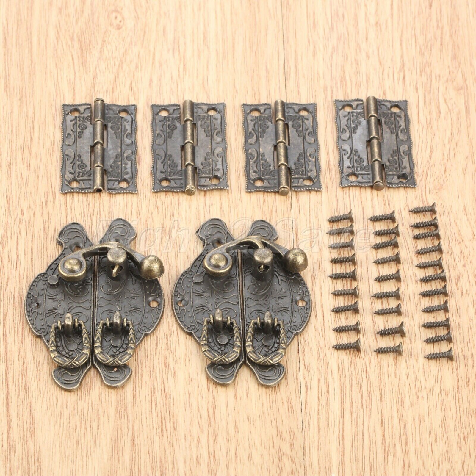 59*39mm Unique Amboss Suitcase Jewelry Box Latch Clasps Trinket w/ 4pcs Hinges