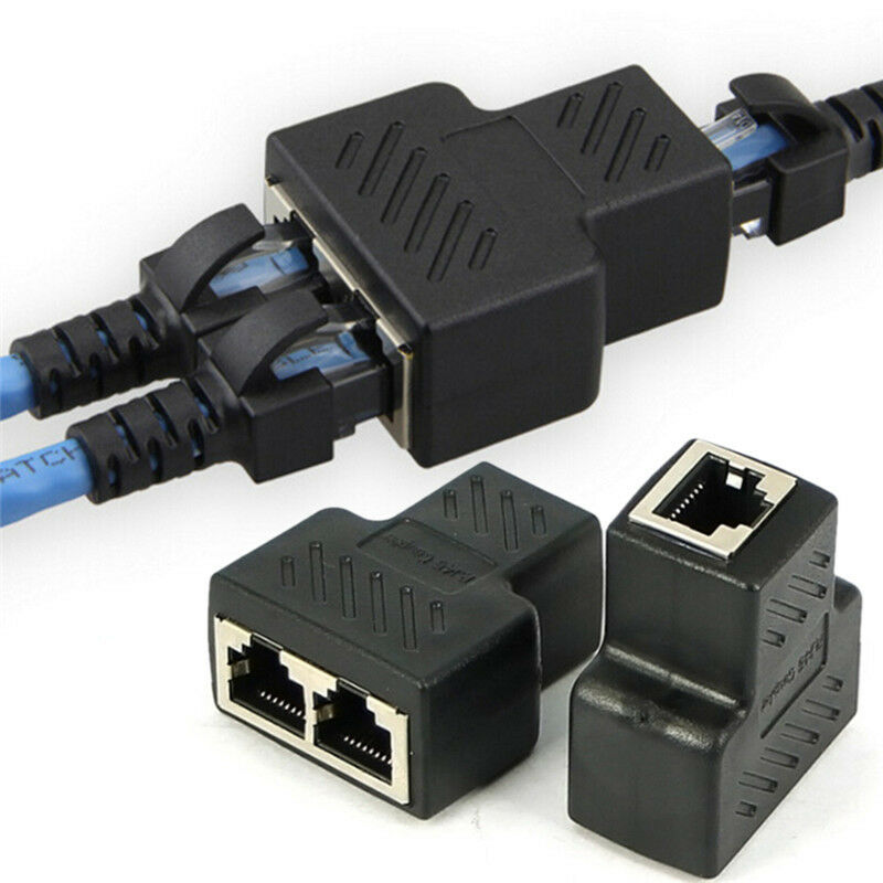 1 a 2 vías RJ45 LAN Ethernet cable de red Splitter conector y adaptador  nzUSSJ