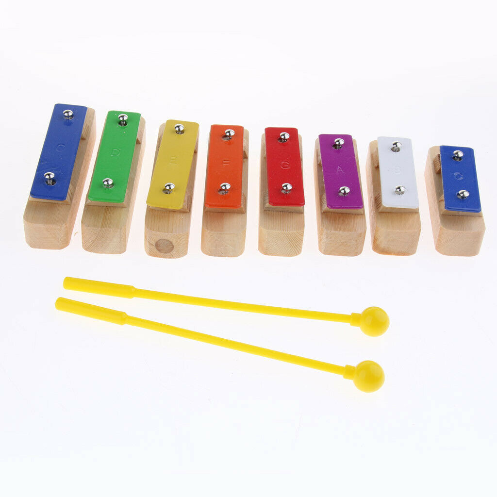 Finest 8 Notes Xylophone with 1 Pair Sticks for Kids Preschool Percussion Toys